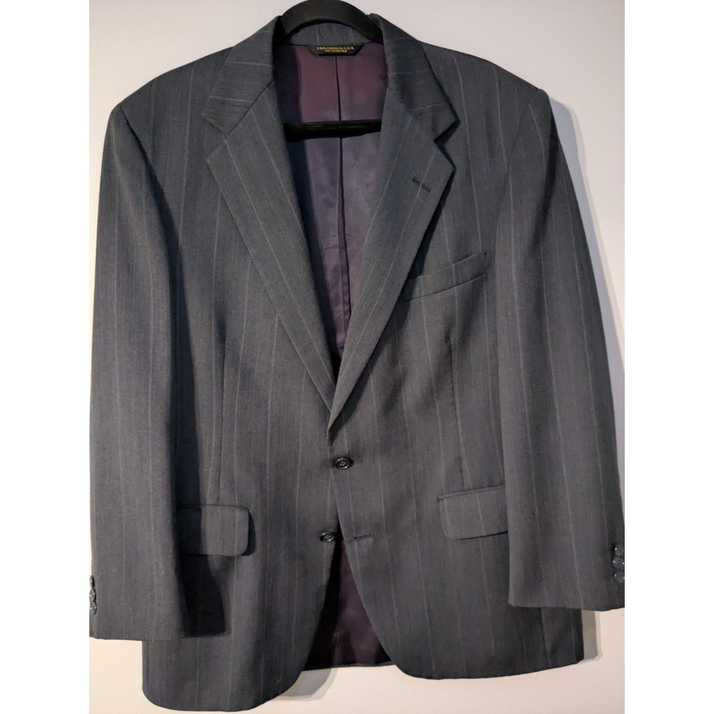 Vintage Sutter and Grant Wool Blazer/Jacket Men's 42R Charcoal Pinstripe